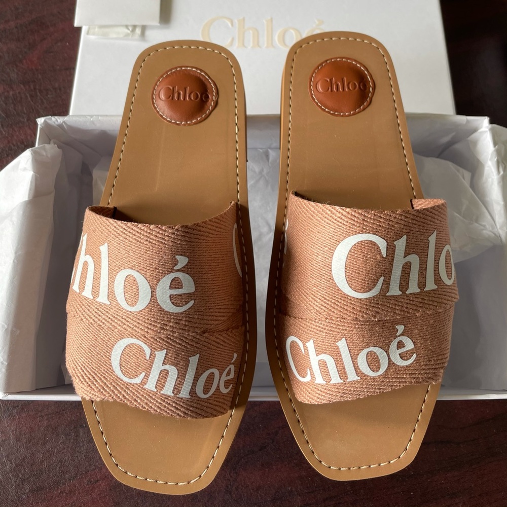 NEW CHLOE WOODY SANDALS IN PINK TEA SIZE 38 fits 7 1/2